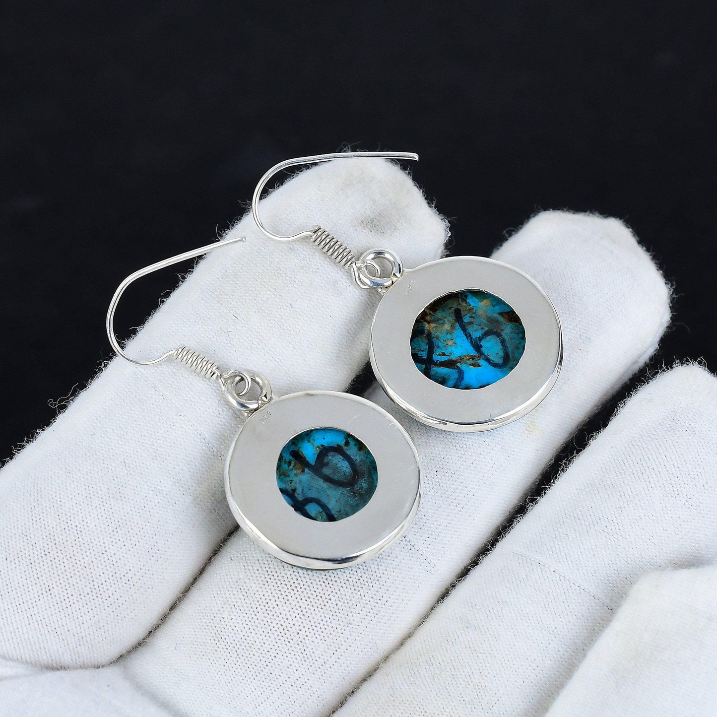 Blue Sea Sediment Gemstone Earrings