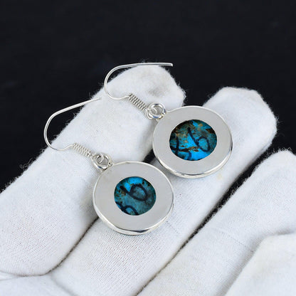 Blue Sea Sediment Gemstone Earrings