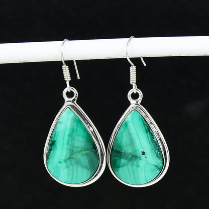 Green Malachite Gemstone Earrings