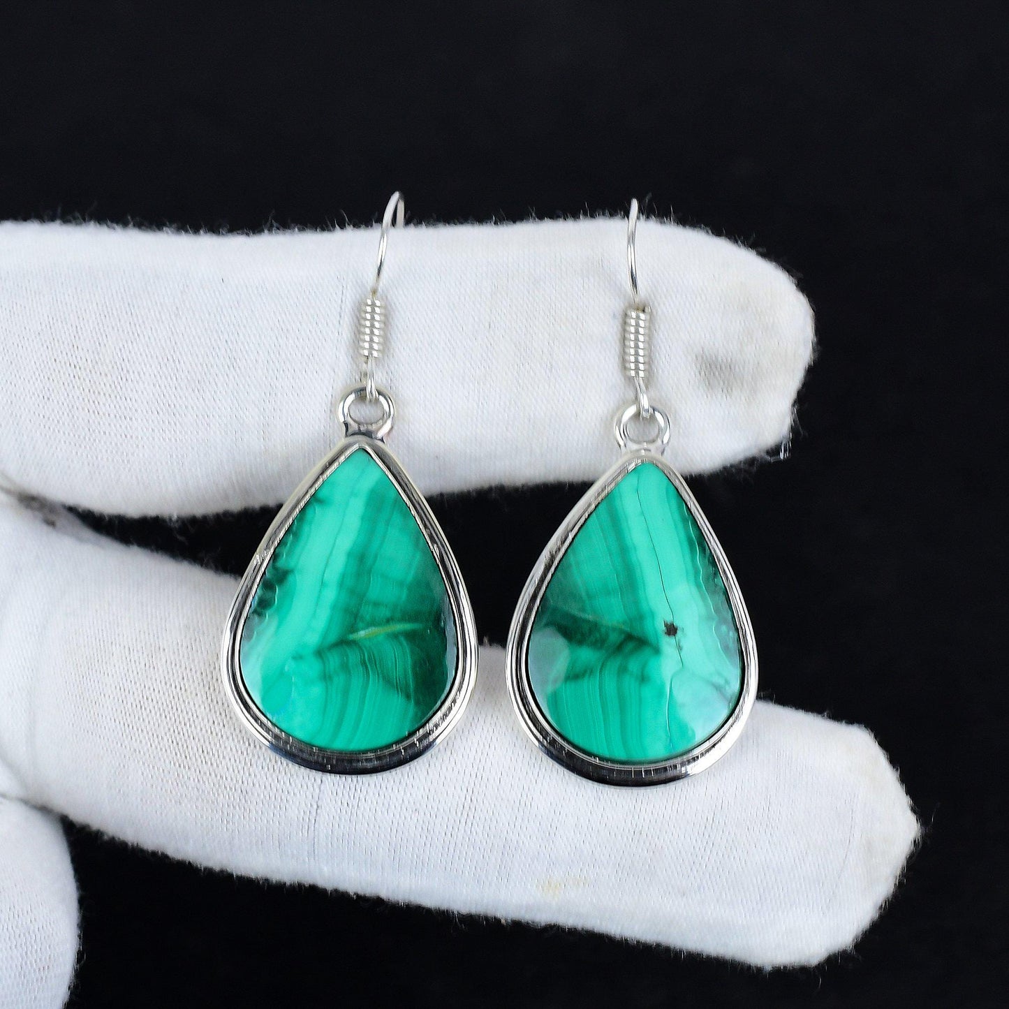 Green Malachite Gemstone Earrings