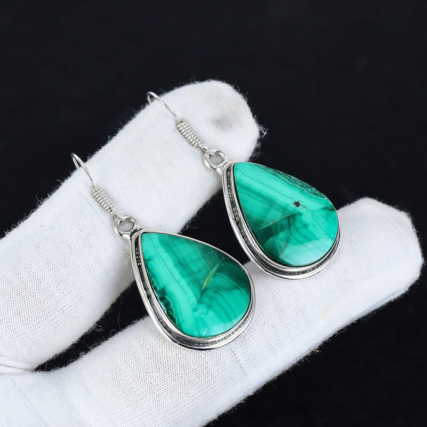 Green Malachite Gemstone Earrings