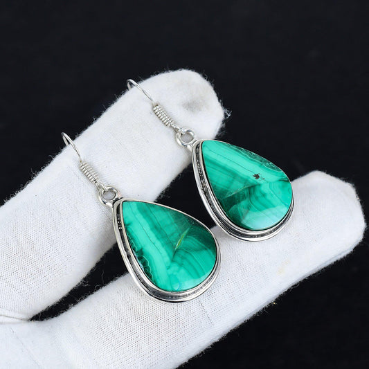 Green Malachite Gemstone Earrings
