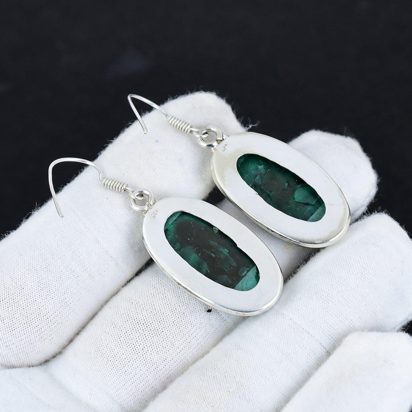 Green Malachite Gemstone Earrings