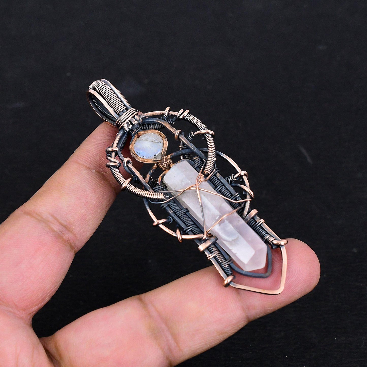 Pink Rose Quartz Gemstone Pendant