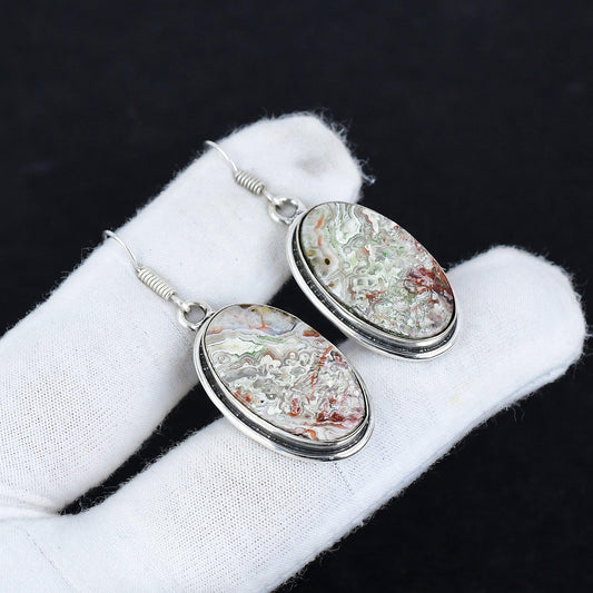 Multicolor Crazy Lace Agate Gemstone Earrings