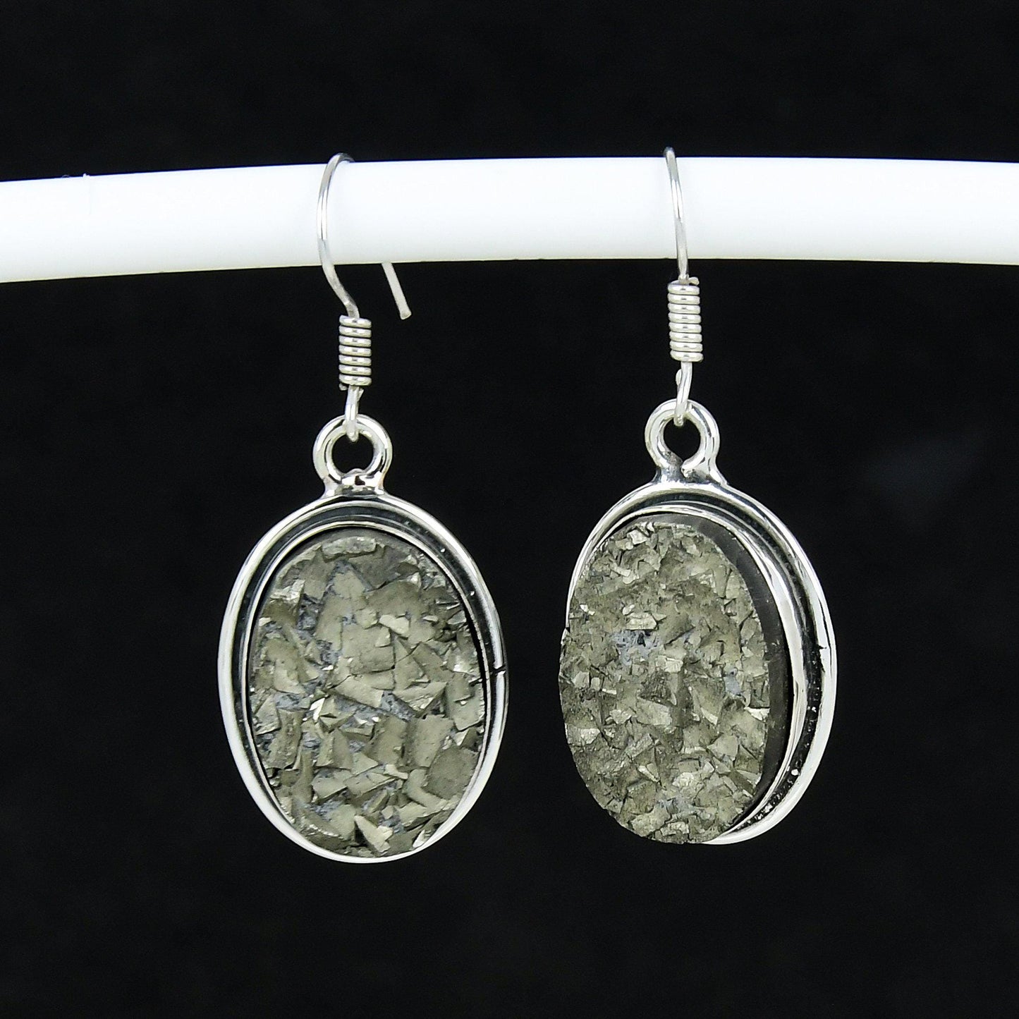 Gold Pyrite Druzy Gemstone Earrings
