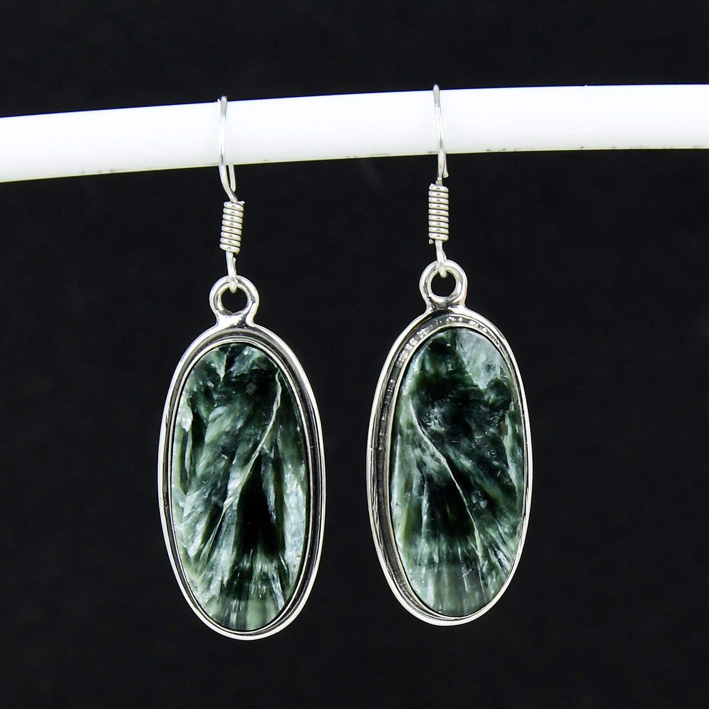 Green Seraphinite Gemstone Earrings