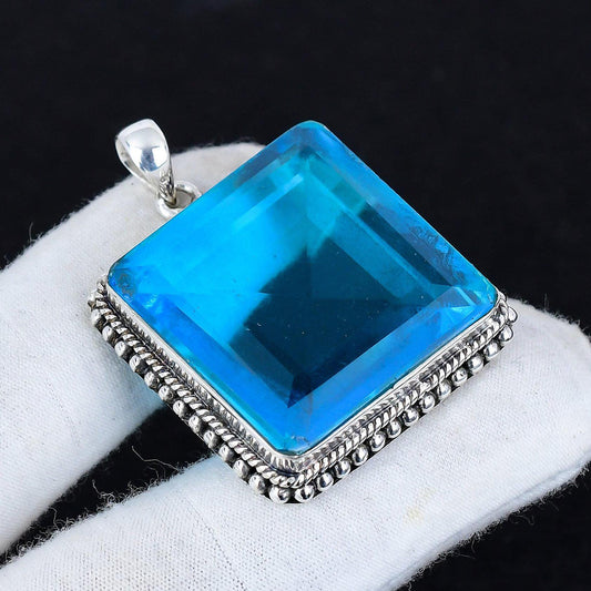 Swiss Blue Topaz Gemstone Pendant