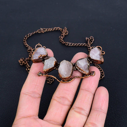 Pink Rose Quartz Gemstone Necklace