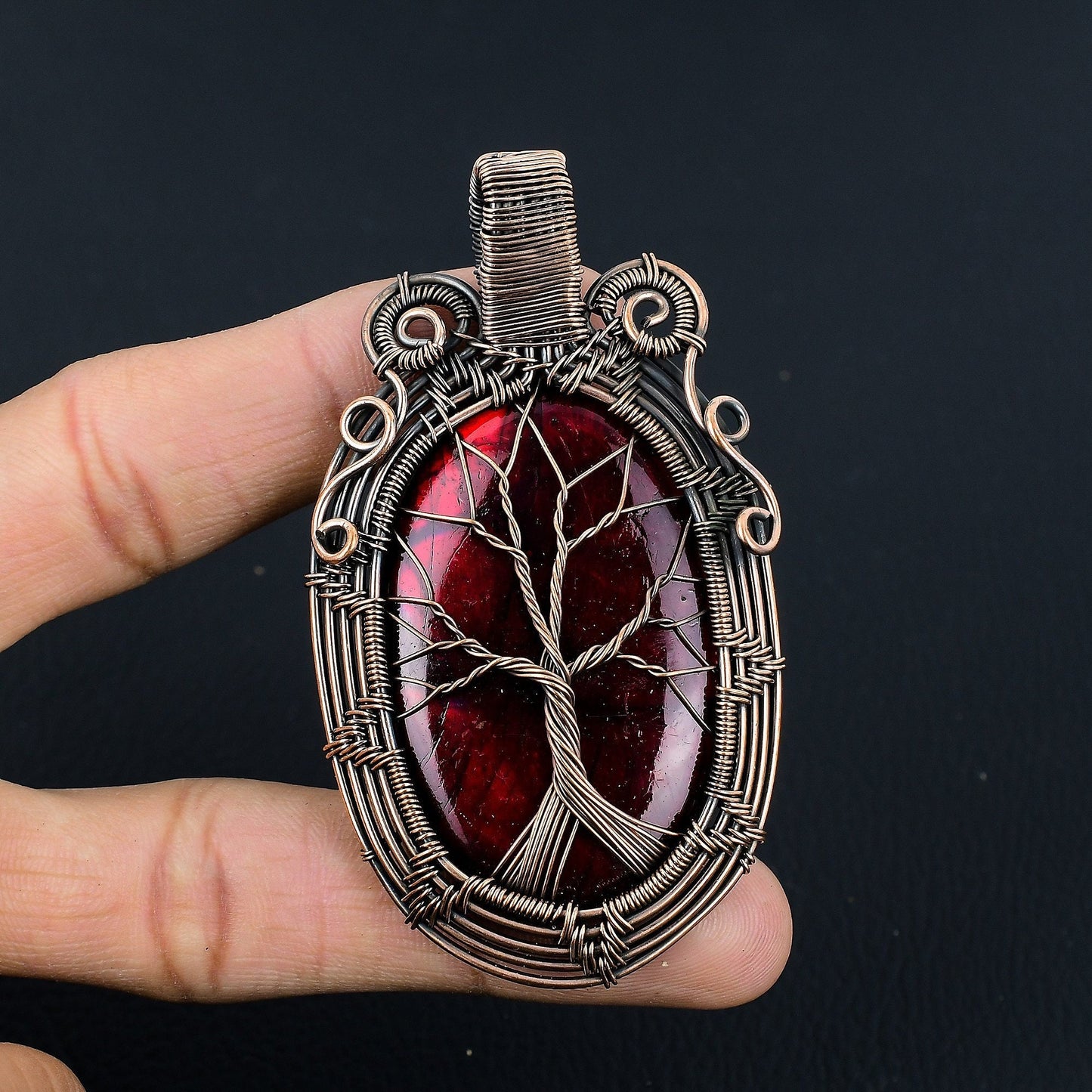 Red Fire Labradorite Gemstone Pendant