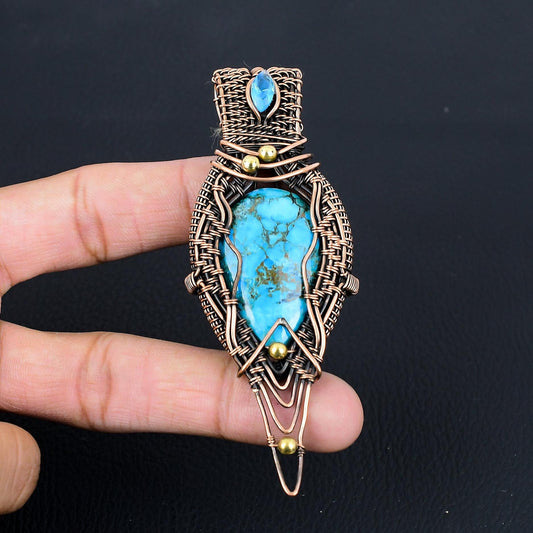 Turquoise Gemstone Wire Wrapped Pendant