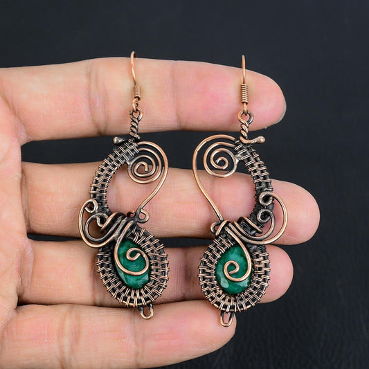 Green Emerald Gemstone Earrings