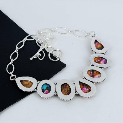 Multi-Color Spiny Oyster Sterling Silver Necklace