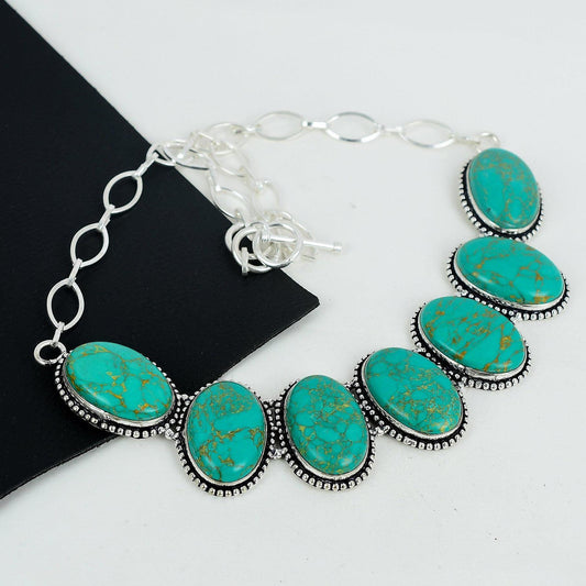 Blue Turquoise Silver Necklace