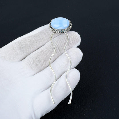 Blue Owyhee Opal Hair Pin