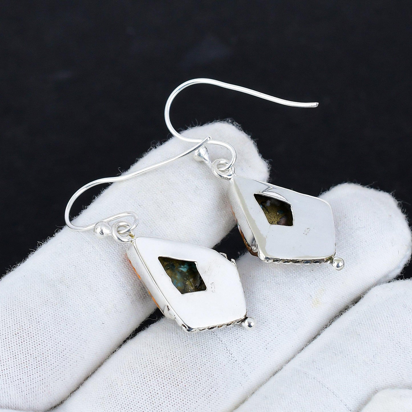 Orange Spiny Oyster Gemstone Earrings