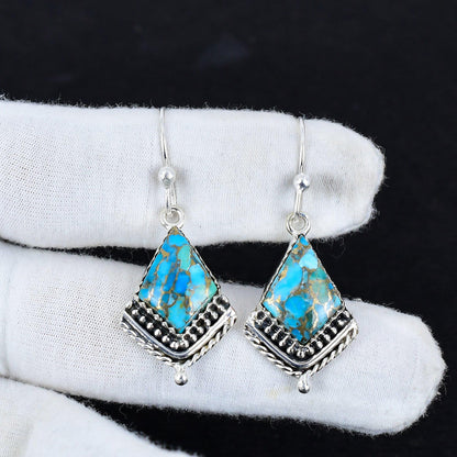 Blue Copper Turquoise Gemstone Earrings