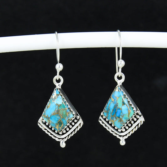 Blue Copper Turquoise Gemstone Earrings