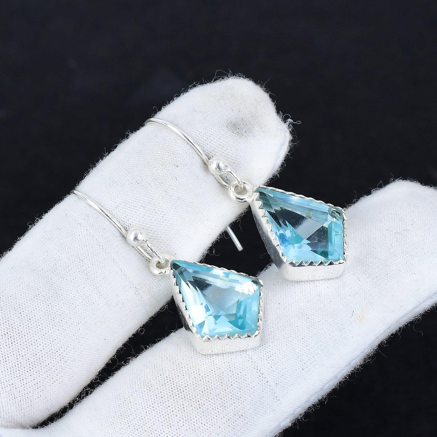 Swiss Blue Topaz Gemstone Earrings