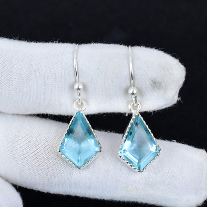 Swiss Blue Topaz Gemstone Earrings