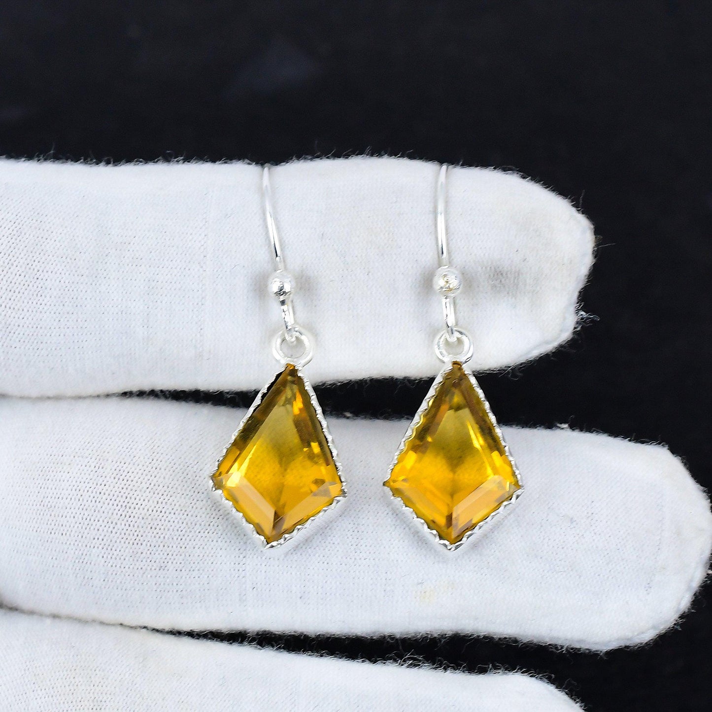 Yellow Citrine Kite Earrings