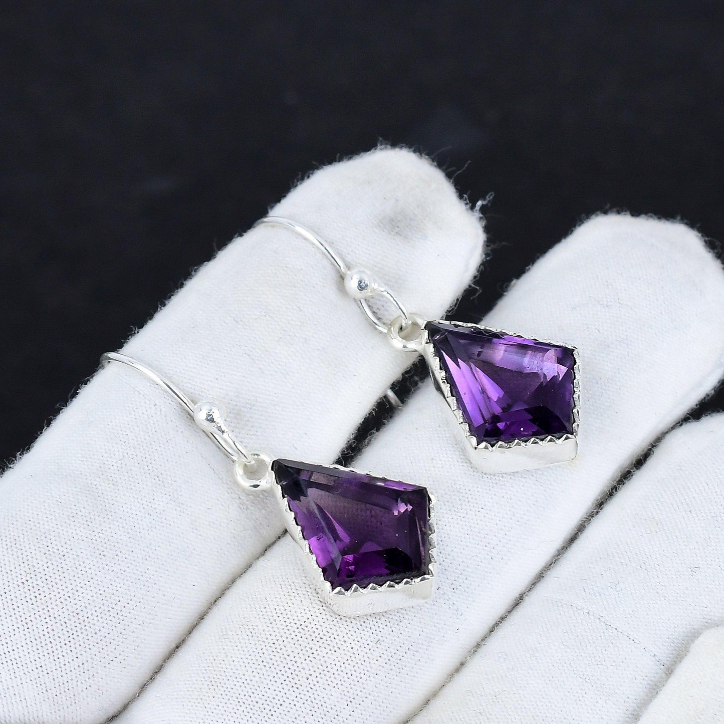 Purple Amethyst Gemstone Earrings