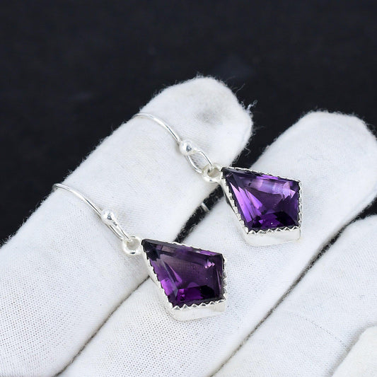Purple Amethyst Gemstone Earrings