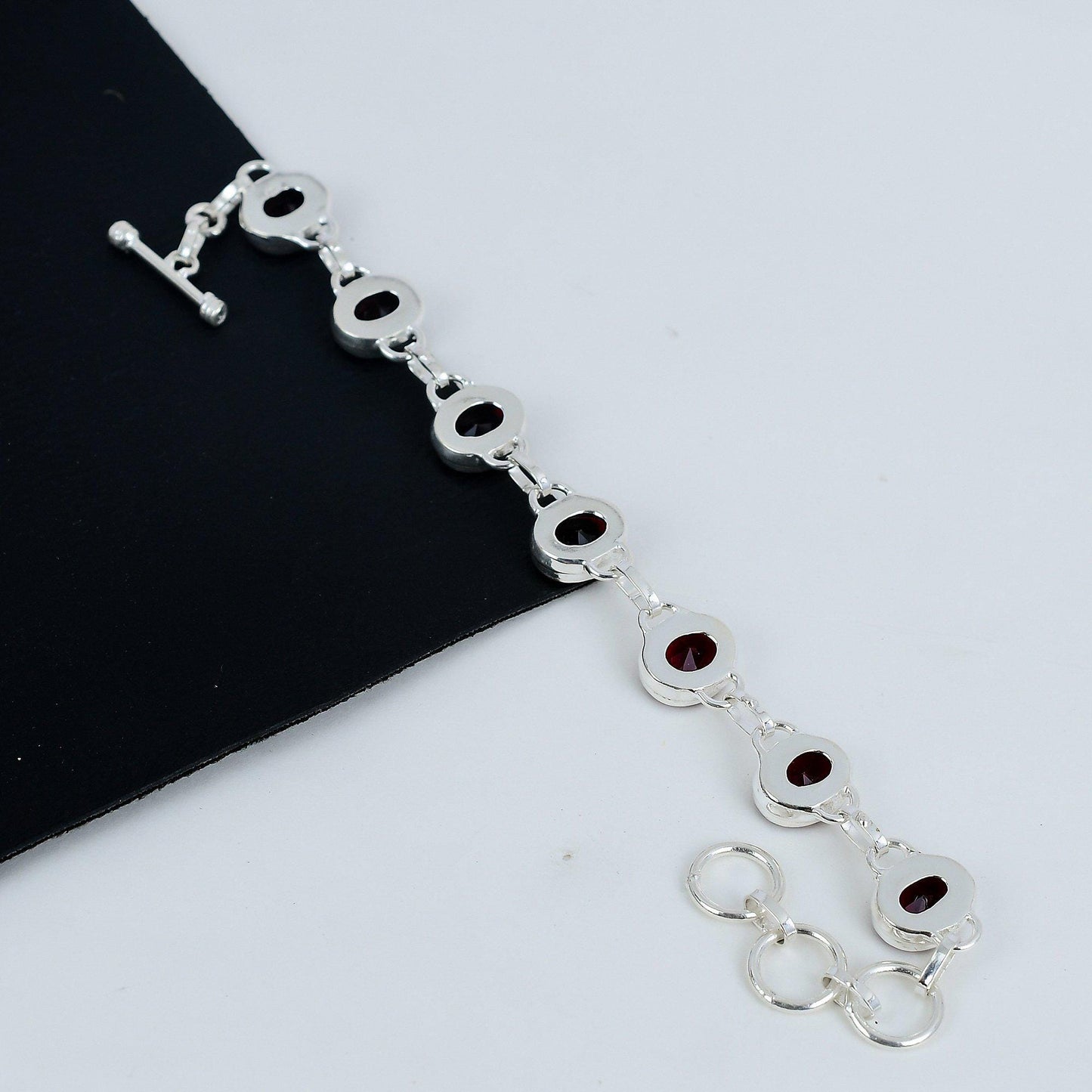 Red Garnet Sterling Silver Bracelet