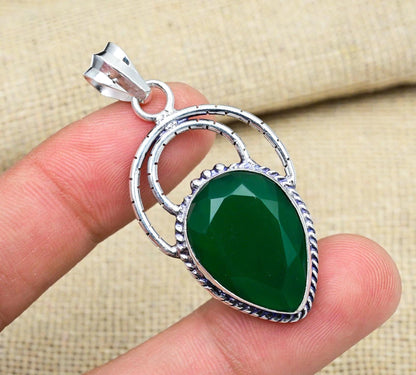 Green Onyx Sterling Silver Pendant