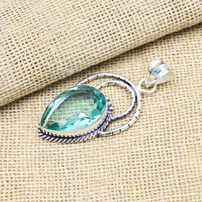 Aqua Apatite Sterling Silver Pendant