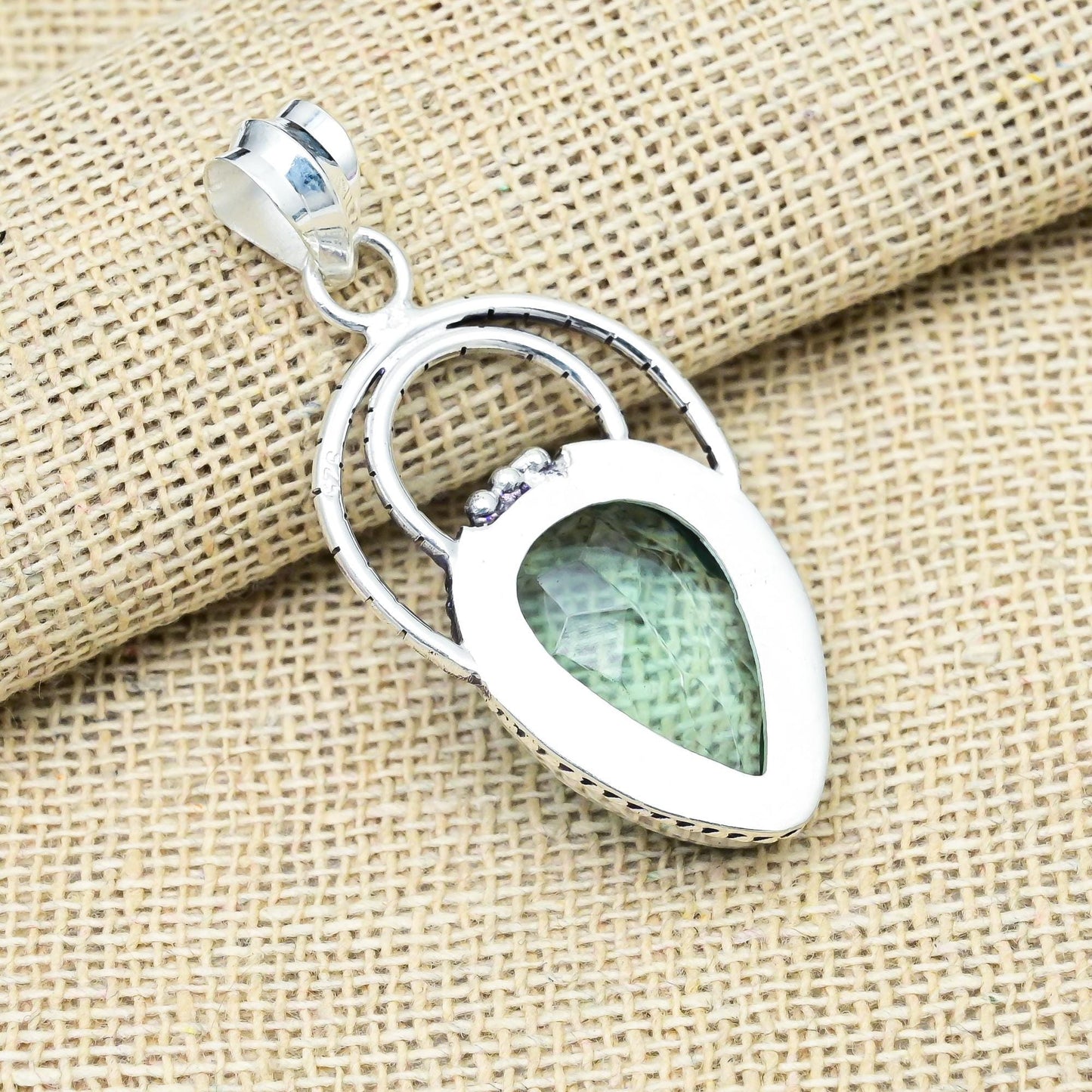 Aqua Apatite Sterling Silver Pendant