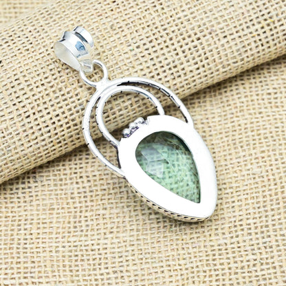Aqua Apatite Sterling Silver Pendant