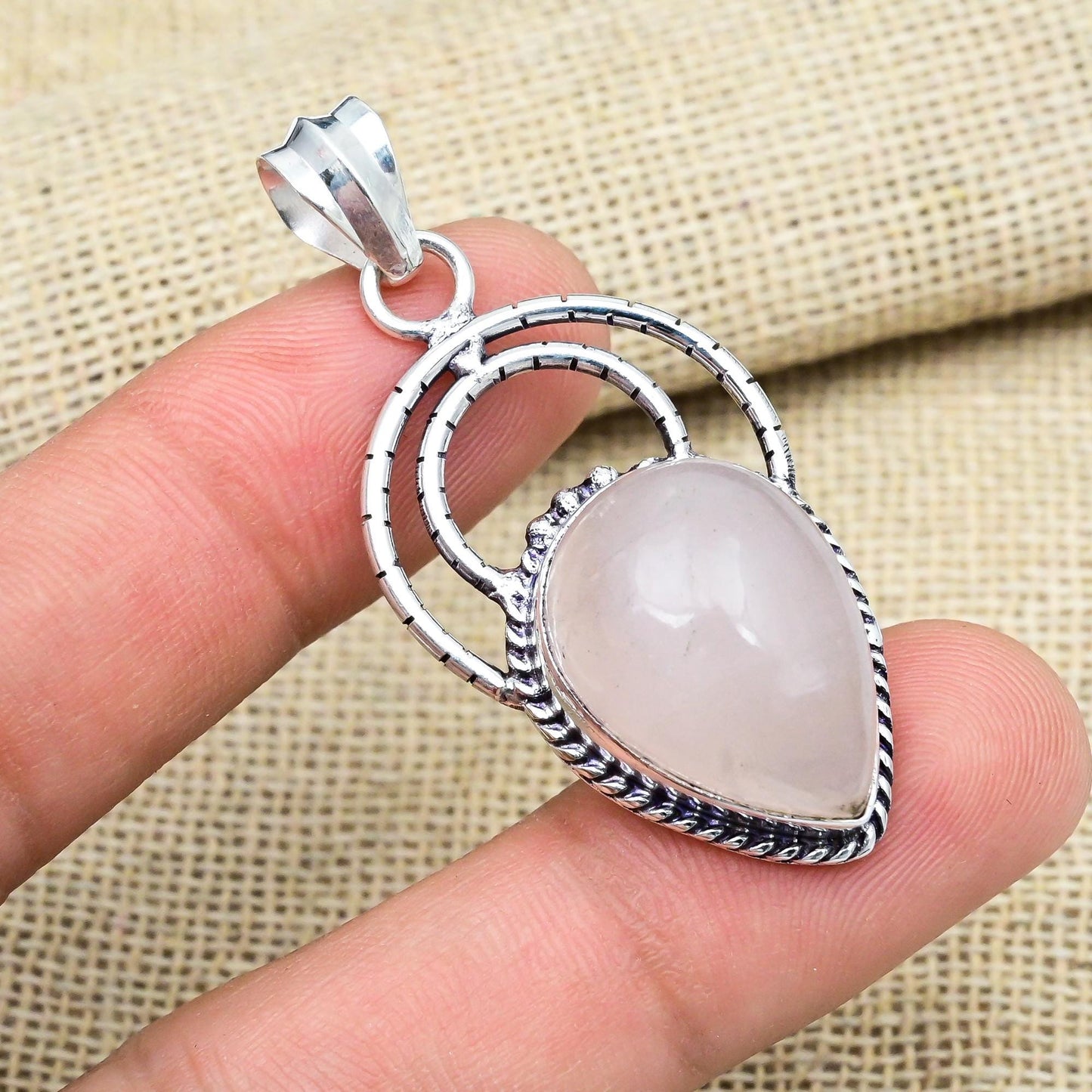 Rose Quartz Sterling Silver Pendant