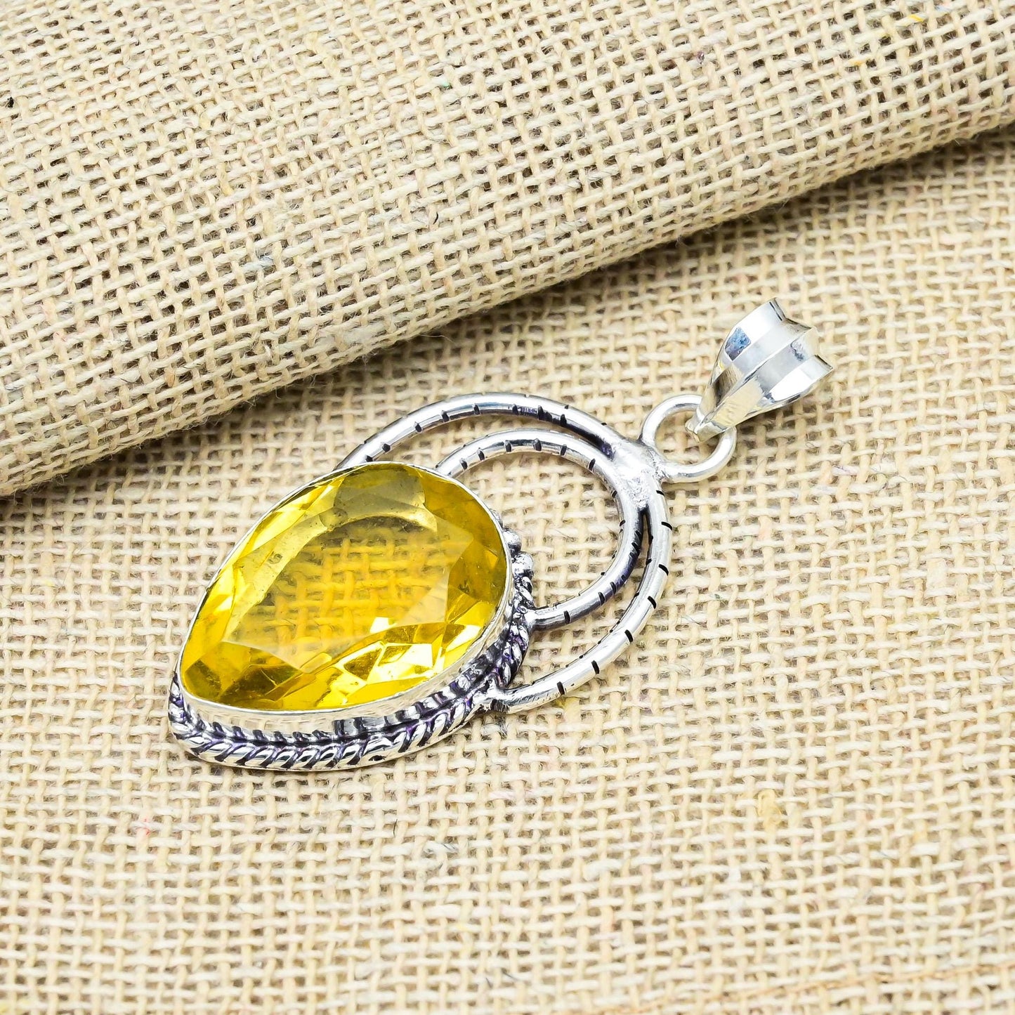 Yellow Citrine Gemstone Pendant
