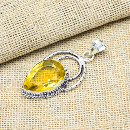 Yellow Citrine Gemstone Pendant