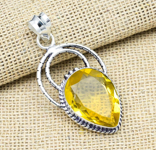 Yellow Citrine Gemstone Pendant