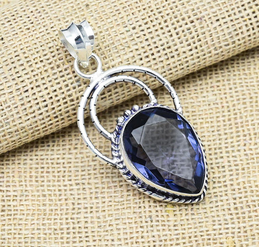 Blue Iolite Sterling Silver Pendant