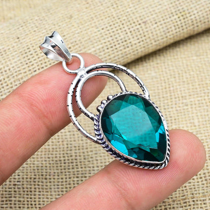 Indicolite Blue Gemstone Silver Pendant