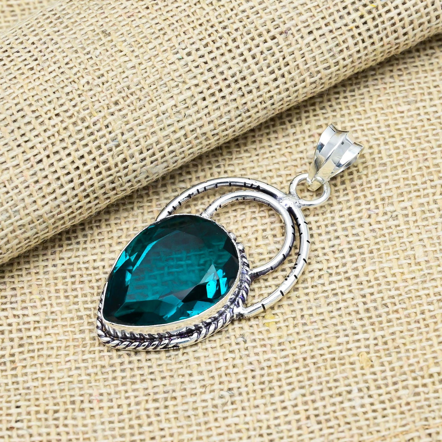Indicolite Blue Gemstone Silver Pendant