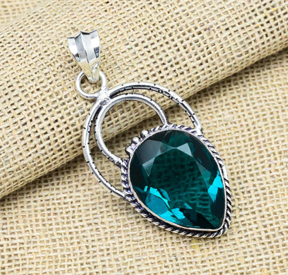 Indicolite Blue Gemstone Silver Pendant