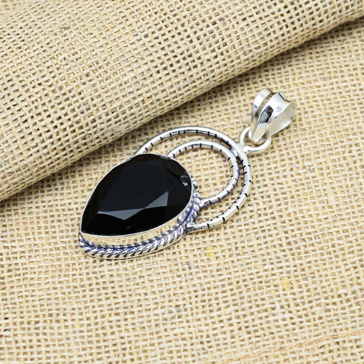Black Spinel Sterling Silver Pendant