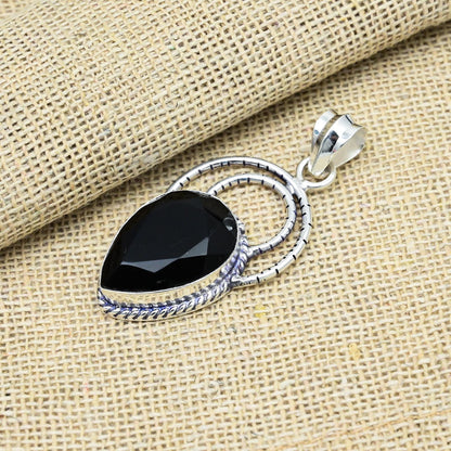 Black Spinel Sterling Silver Pendant