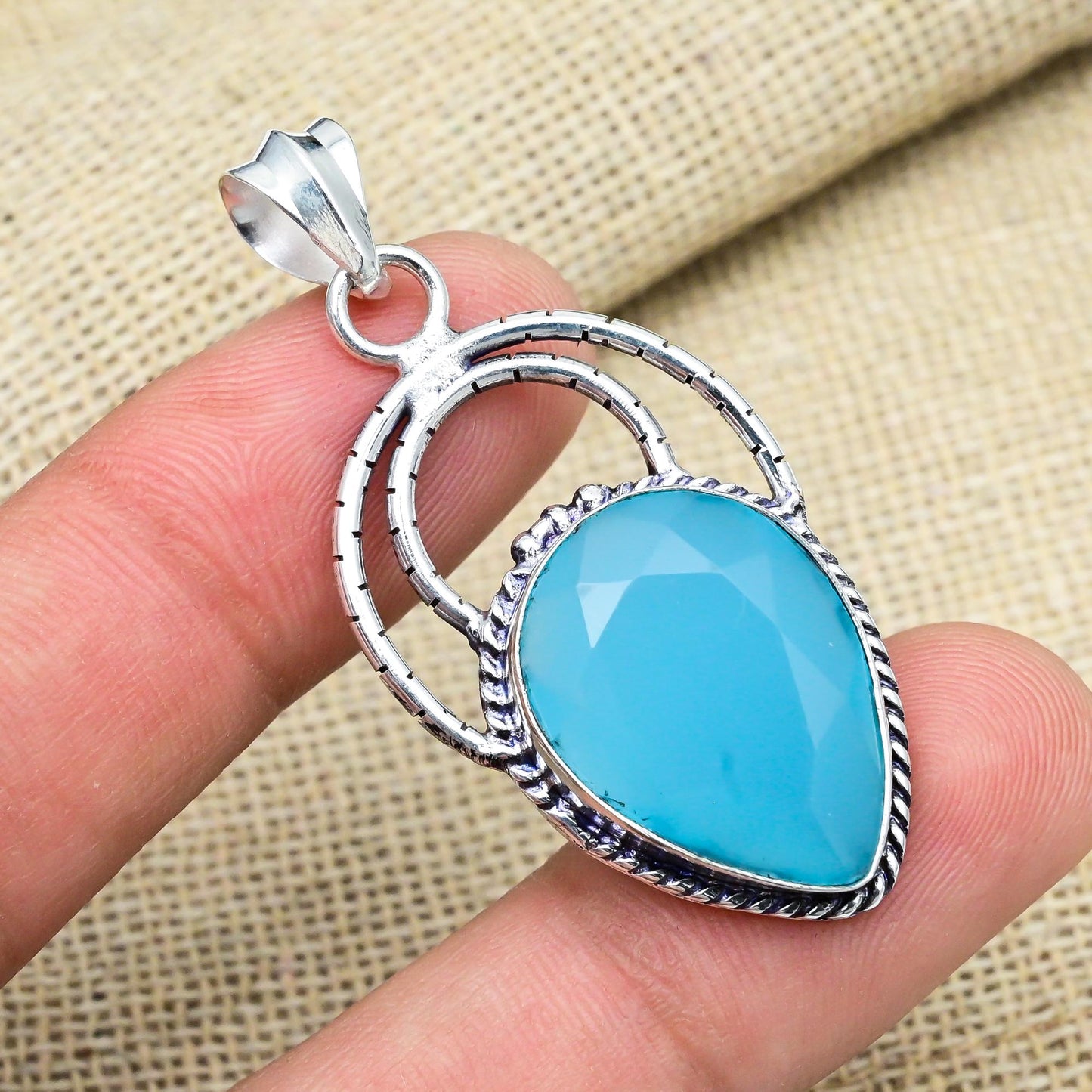 Blue Chalcedony Gemstone Pendant