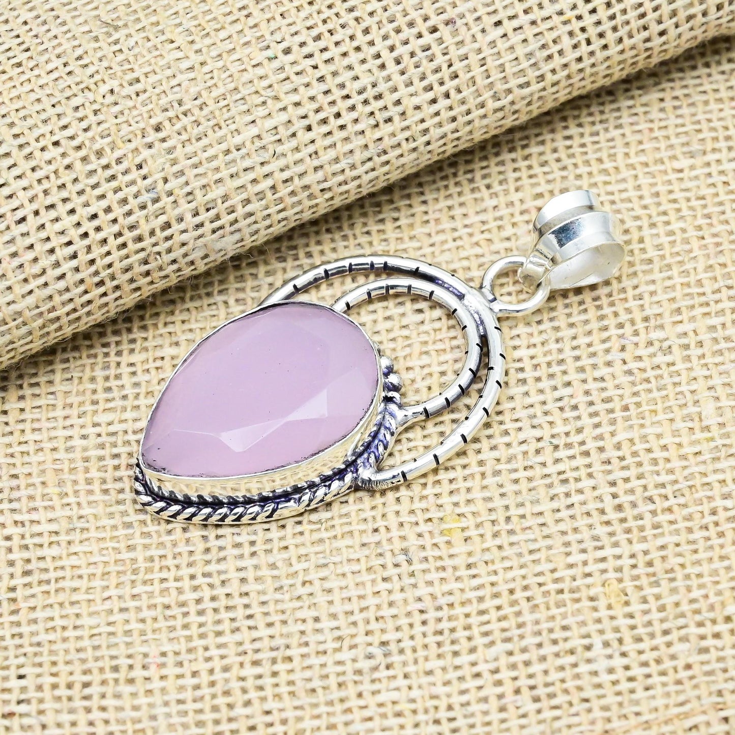 Pink Chalcedony Sterling Silver Pendant