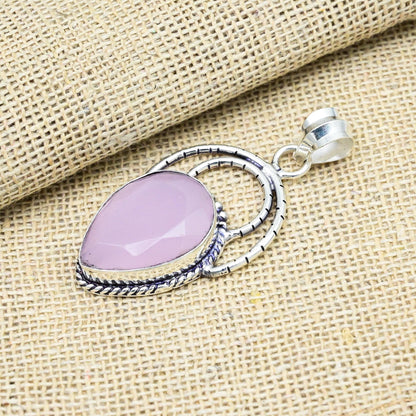 Pink Chalcedony Sterling Silver Pendant