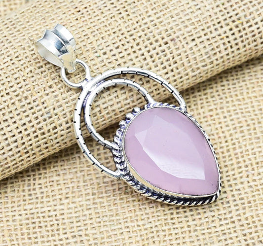 Pink Chalcedony Sterling Silver Pendant