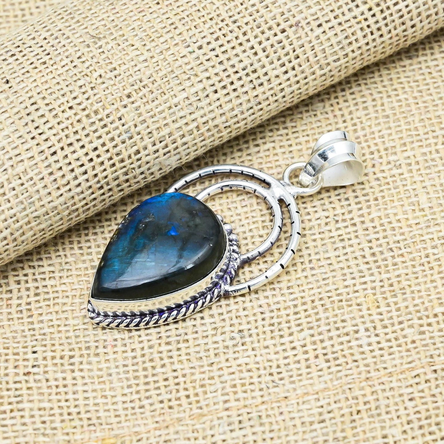 Blue Labradorite Gemstone Pendant