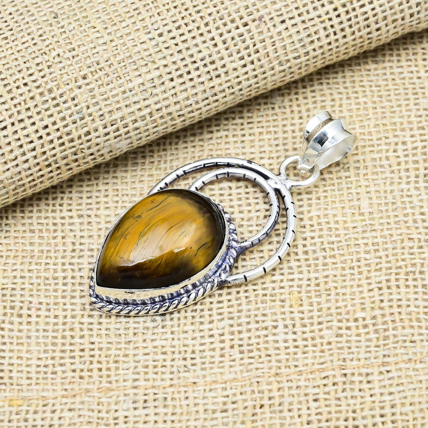 Golden Tiger Eye Sterling Silver Pendant