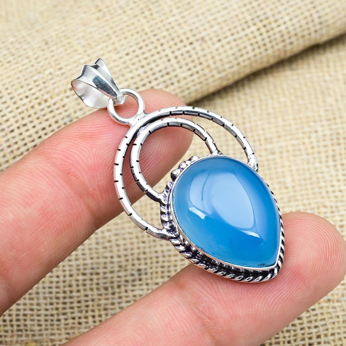 Blue Chalcedony Gemstone Pendant