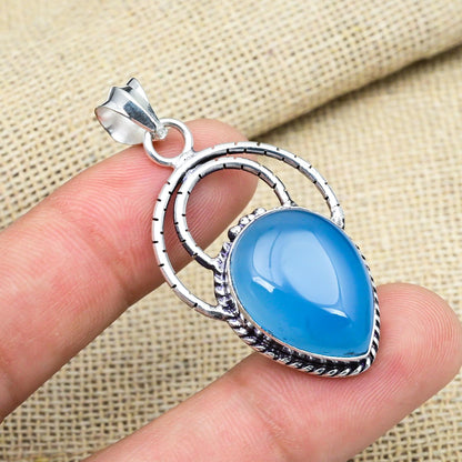 Blue Chalcedony Gemstone Pendant
